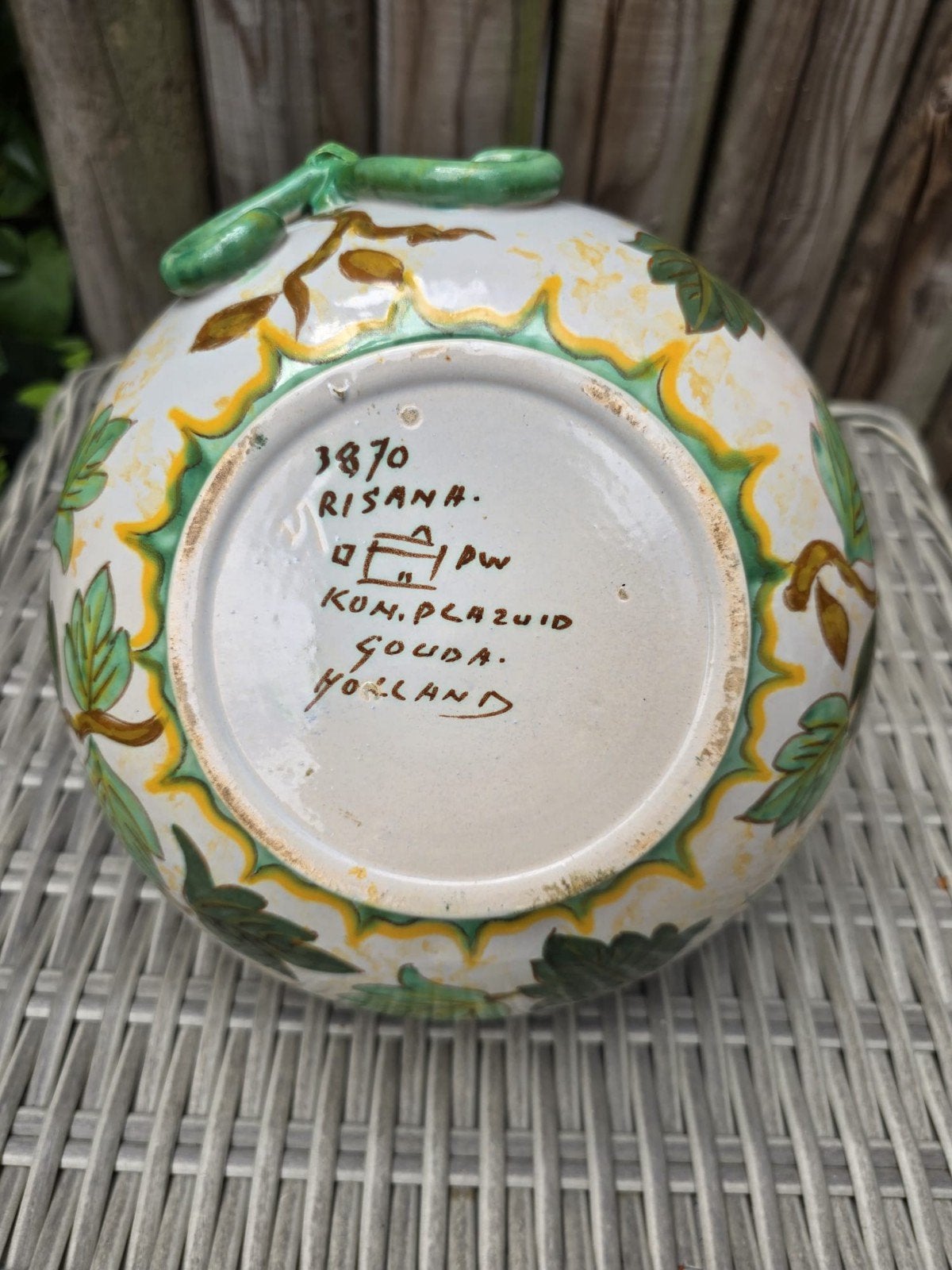 Antieke Risana Gouda vaas met bloemmotief en salamanders, Antiek en Kunst, Antiek | Vazen, Ophalen