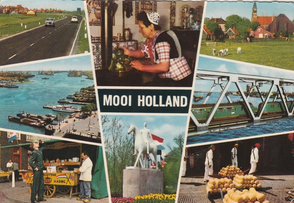 HOLLAND Haringkar Peerd Ome Loeks Trein op Spoorbrug, Verzamelen, Verzenden, 1960 tot 1980, Ongelopen, Zuid-Holland