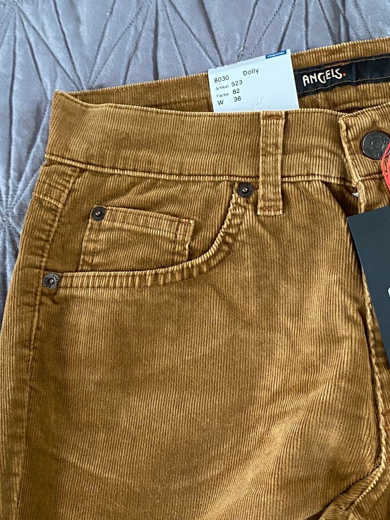 K302 Nieuw: Angels 36=S Broek Dolly L30 rib-fluweel bruin, Kleding | Dames, Bruin, Nieuw, Ophalen of Verzenden, Angels