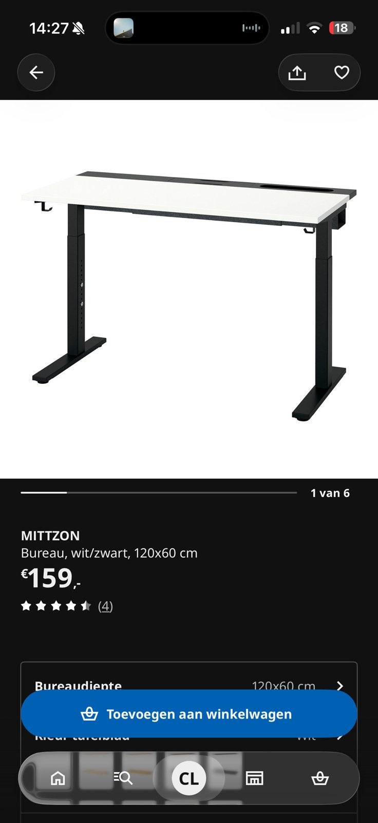 Ikea Mittzon bureau, Ophalen, Zo goed als nieuw