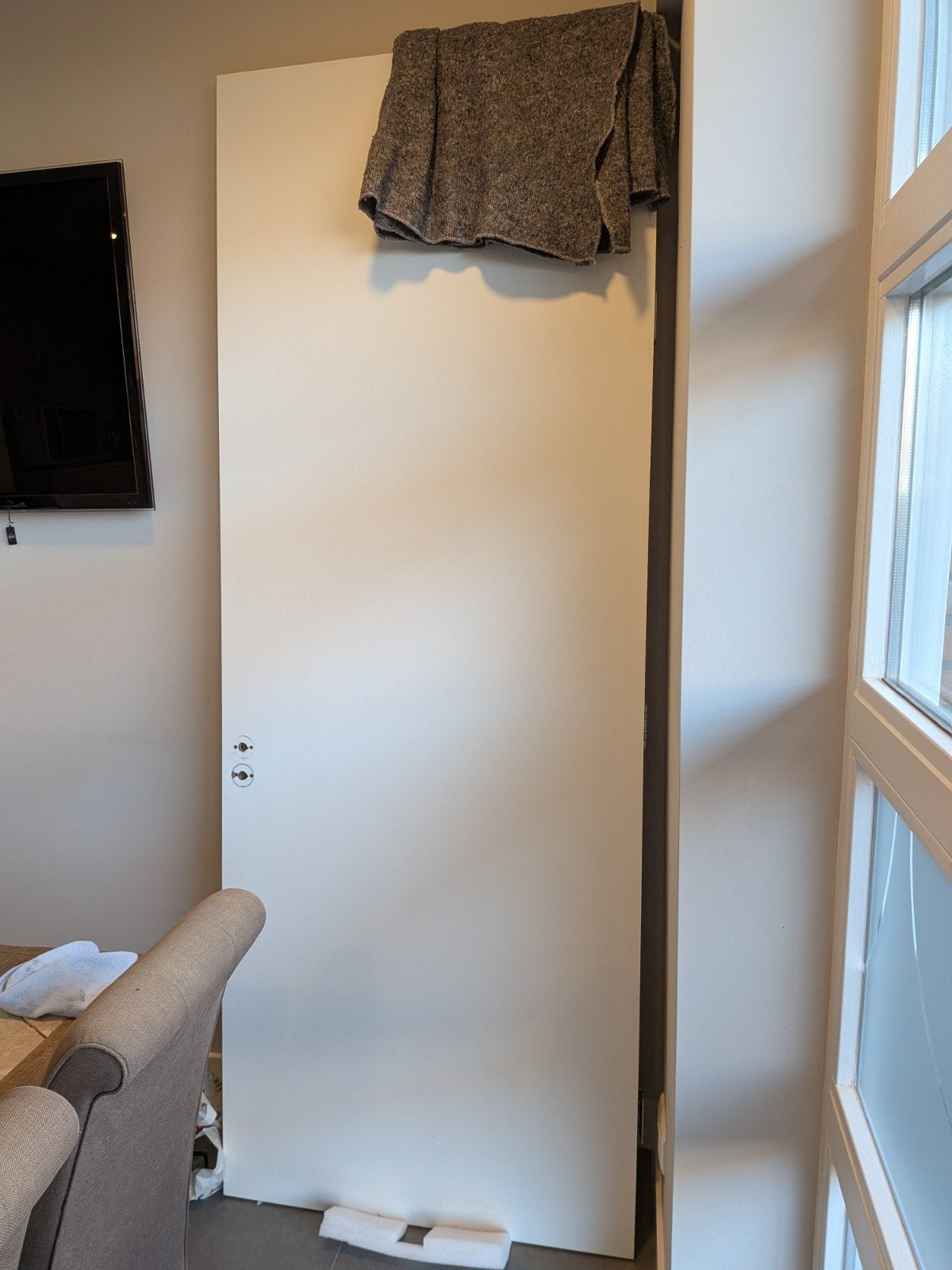 grote witte deur, Doe-het-zelf en Verbouw, Ophalen, Gebruikt, 80 tot 100 cm, 215 cm of meer