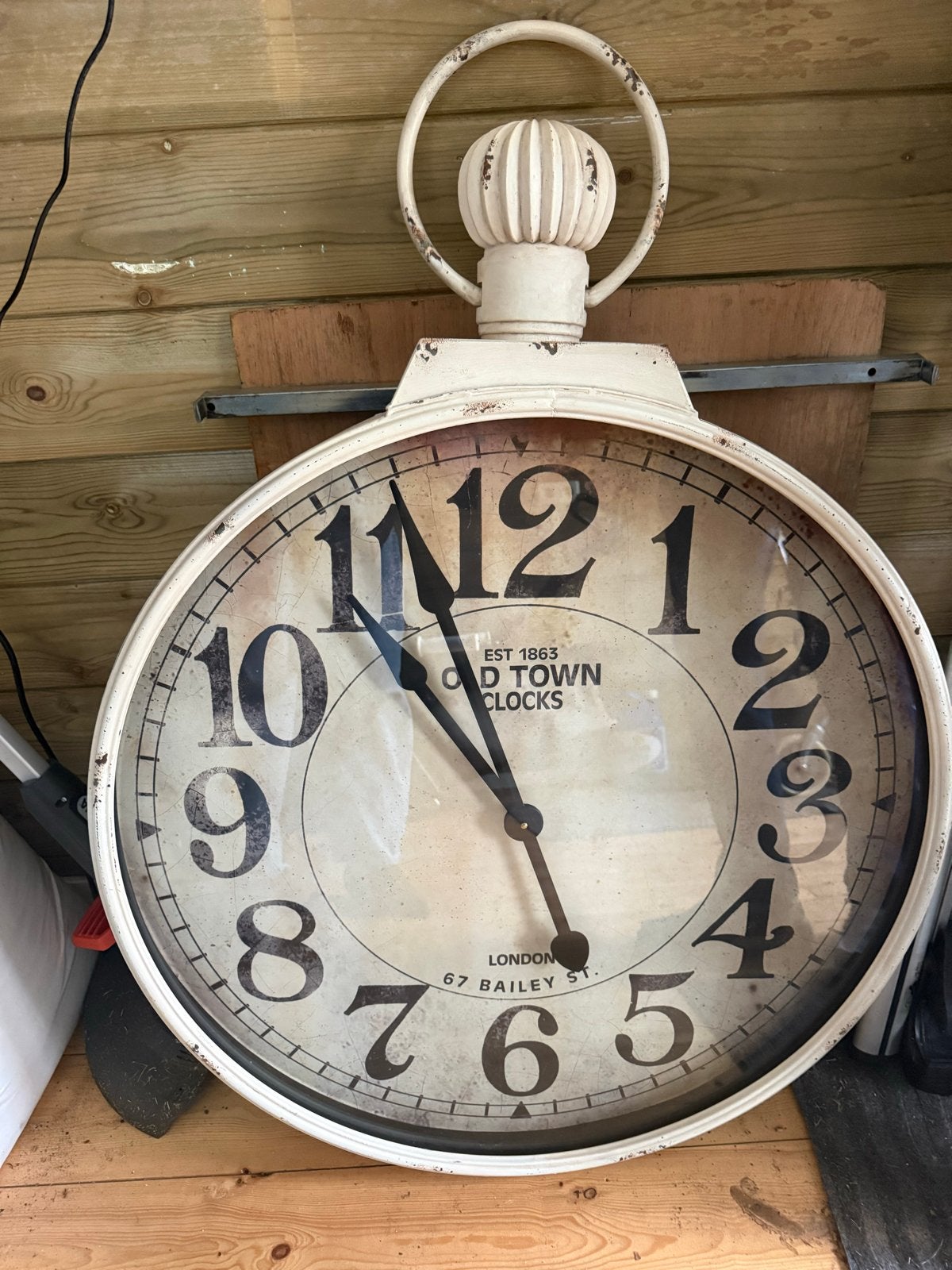 Grote Vintage Wandklok - Old Town Clocks London, Ophalen, Wit, Vintage, Analoog