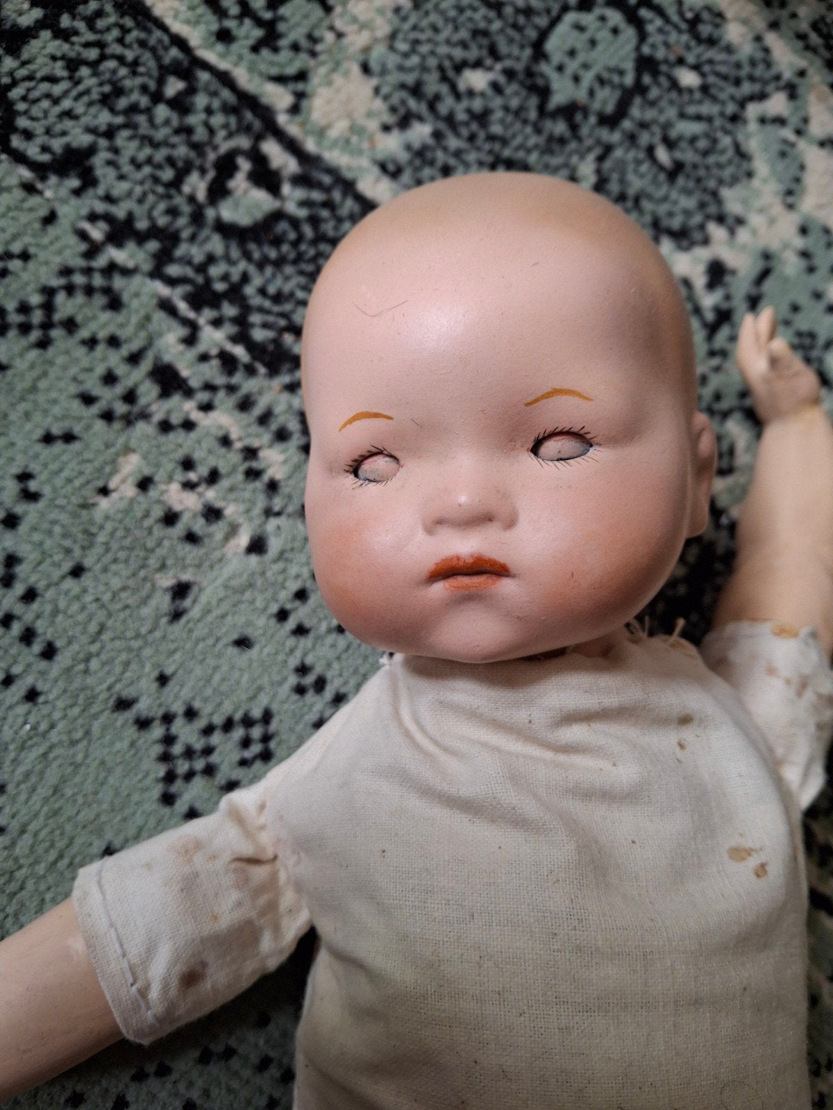 Antieke Armand Marseille babypop - oogjes defect, Verzamelen, Verzenden, Gebruikt, Babypop