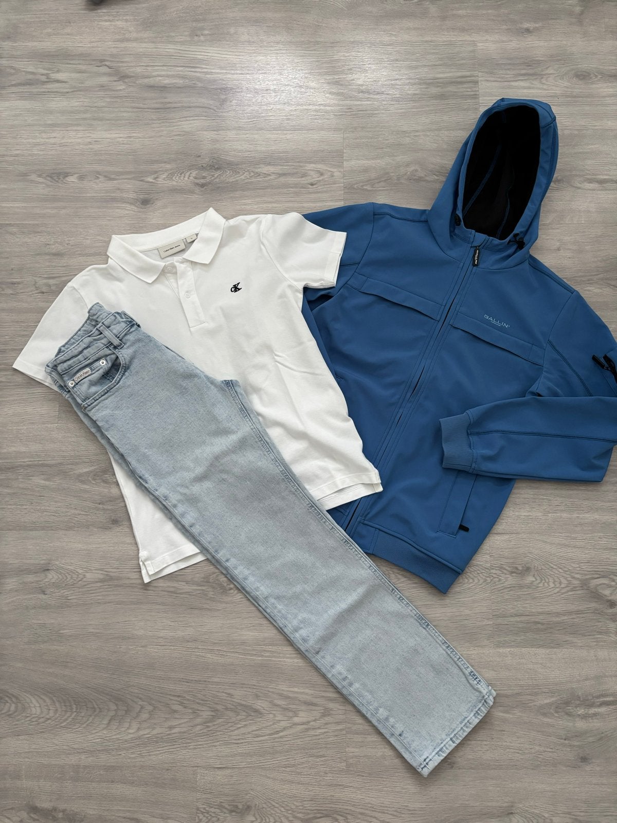 Calvin Klein Polo, Jeans & Ballin zomer Jas - Maat 152-158, Ophalen of Verzenden, Zo goed als nieuw, Jongen, Setje