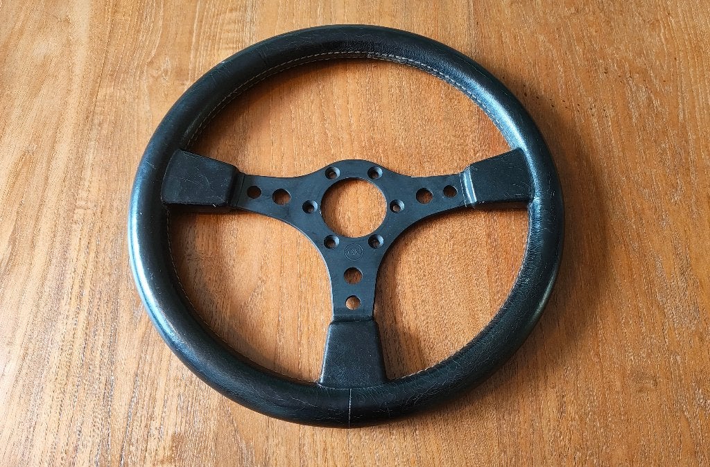 Vintage RAID 1 zwart leren sportstuur *Patina* 360mm, Verzenden
