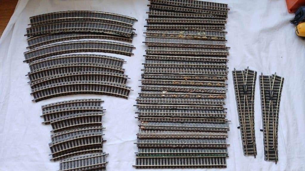 Fleischmann 40 x profirail + 2 wissels, Gebruikt, Gelijkstroom, Fleischmann, Rails