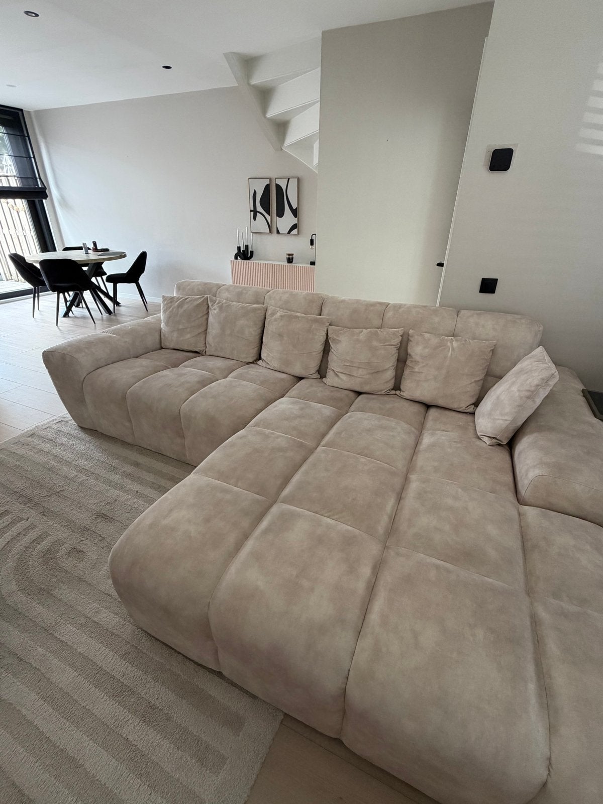 Goossens Kubus loungebank - Adore Naturel, Ophalen, Hoekbank, 300 cm of meer, Zo goed als nieuw