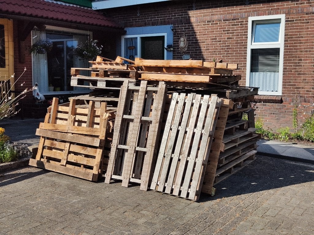 houten pallets (+/- 60 stuks), Ophalen, Gebruikt, 50 mm of meer, Pallet