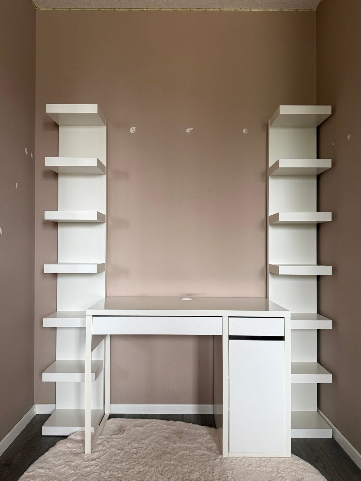 Vanity wit bureau met opbergruimte en planken, Huis en Inrichting, Ophalen, 105 cm, Met lades, Spaanplaat of MDF