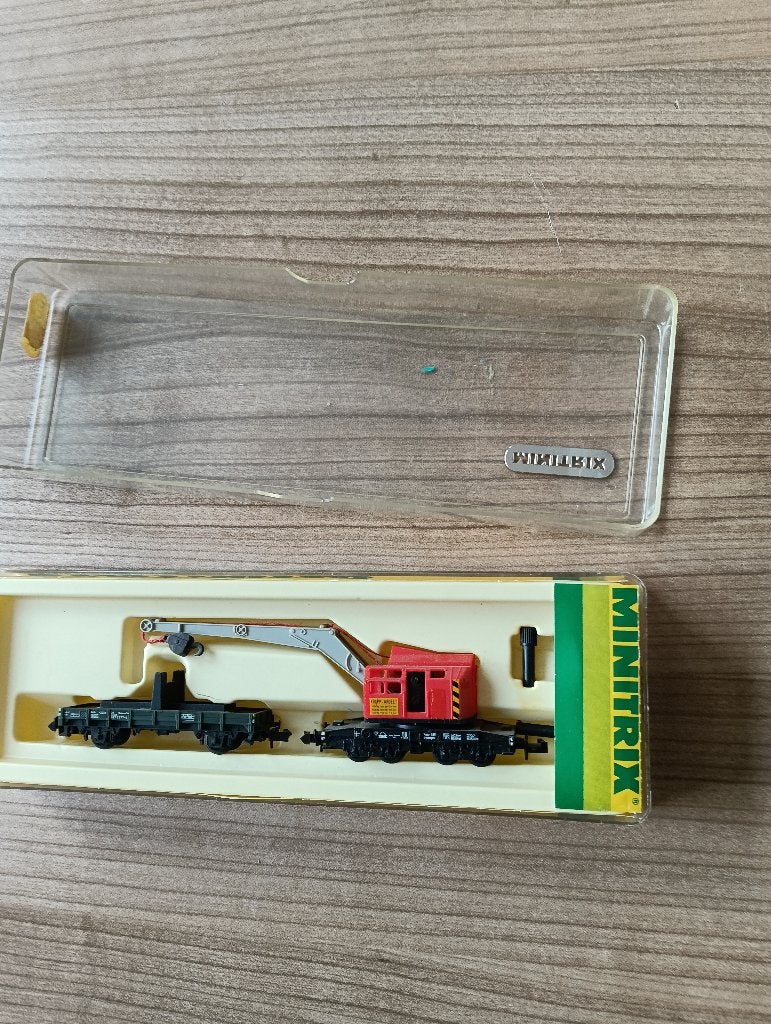 Minitrix 3590 Kraan met bijwagen compleet, Hobby en Vrije tijd, Modeltreinen | N-Spoor, Ophalen, Gebruikt, Gelijkstroom, Trix