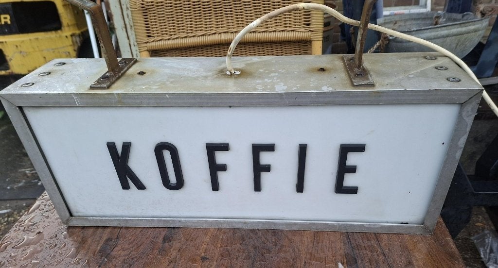 Vintage 'KOFFIE' Lichtbak - Reclamebord, Ophalen, Gebruikt, Lichtbak of (neon) lamp