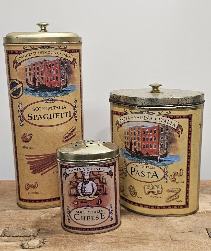 3 OUDE VINTAGE "SOLE D'ITALIA" BLIKKEN, Verzamelen, Blikken, Ophalen of Verzenden, Gebruikt, Thee, Overige merken