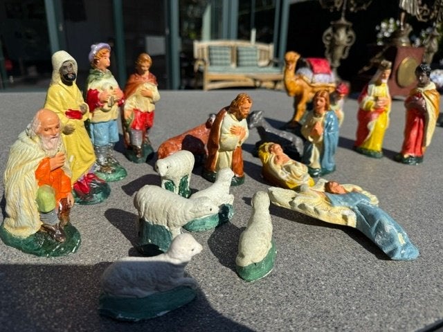 grote complete kerstgroep; gips. Uit jaren 70., Diversen, Ophalen of Verzenden, Gebruikt