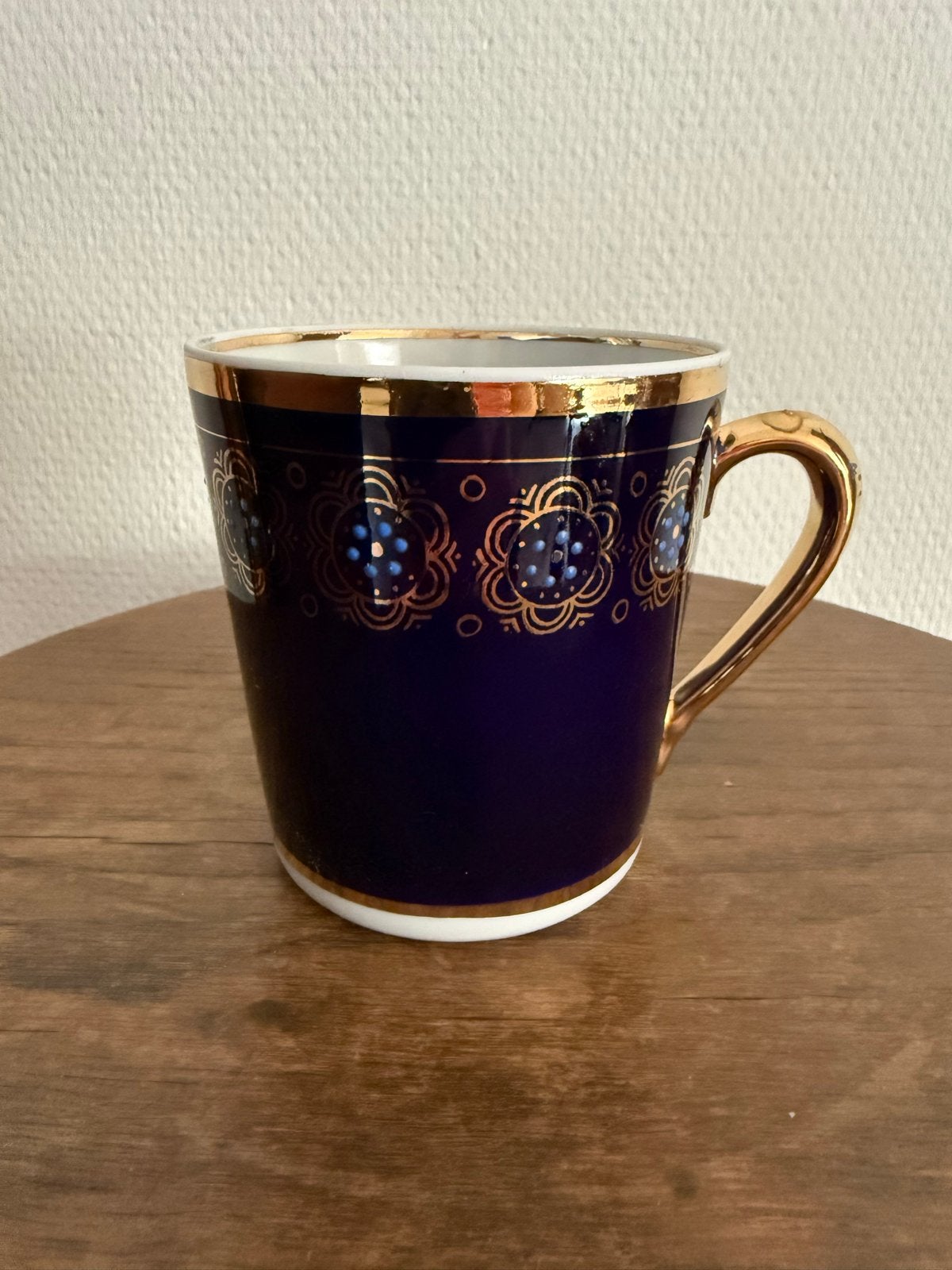 6x Vintage Kobaltblauwe Mokken met Gouden Decoratie, Ophalen