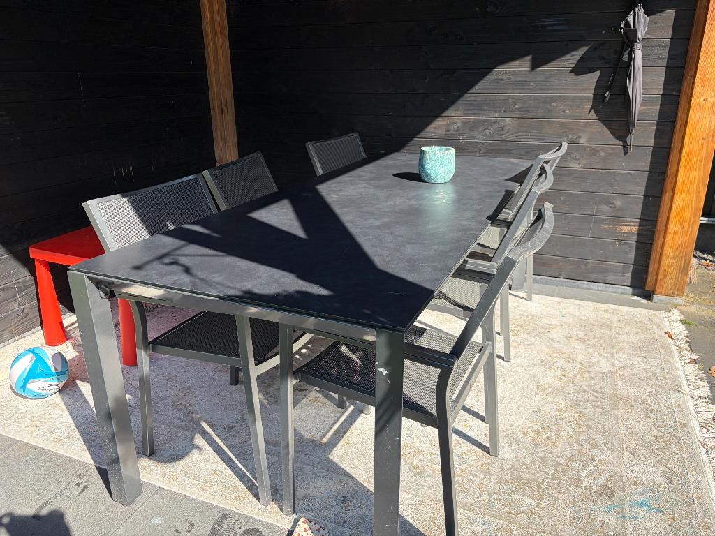 Tuintafelset Bellagio + 6 stoelen, Ophalen, Gebruikt, 6 zitplaatsen, Aluminium