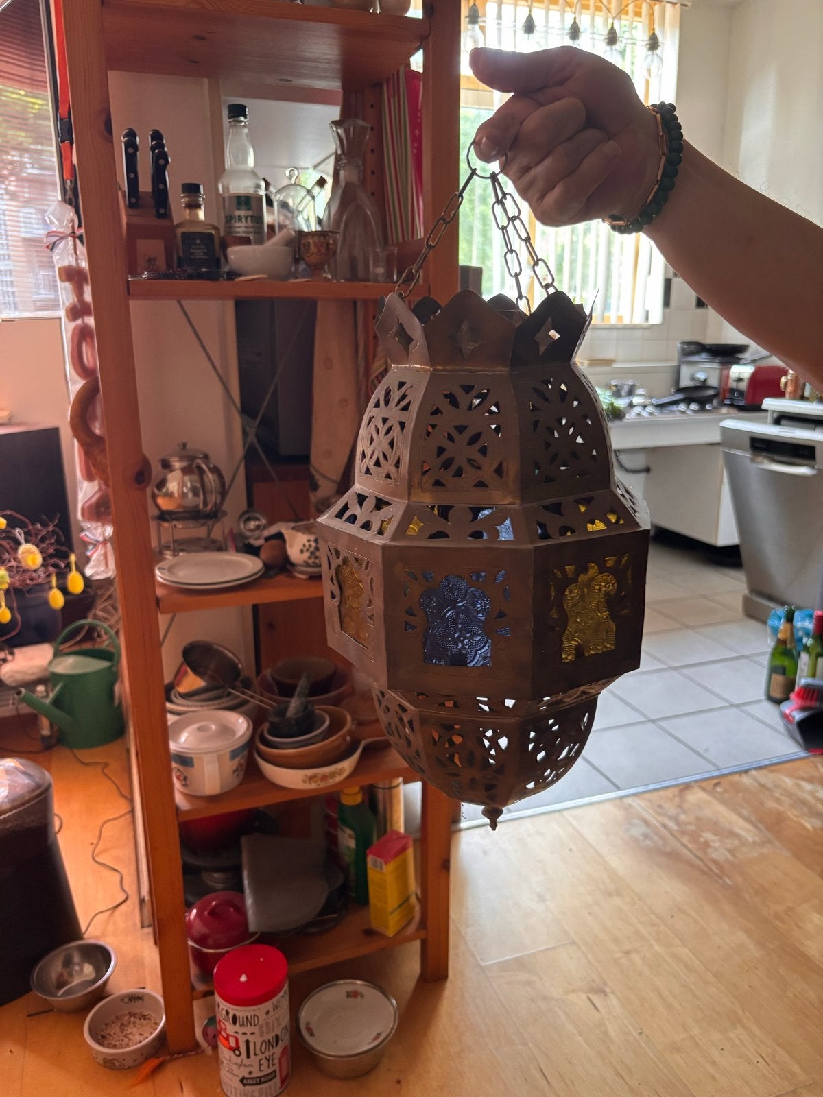 Marokkaanse gouden lamp - Oosterse hanglamp, Ophalen of Verzenden, Gebruikt