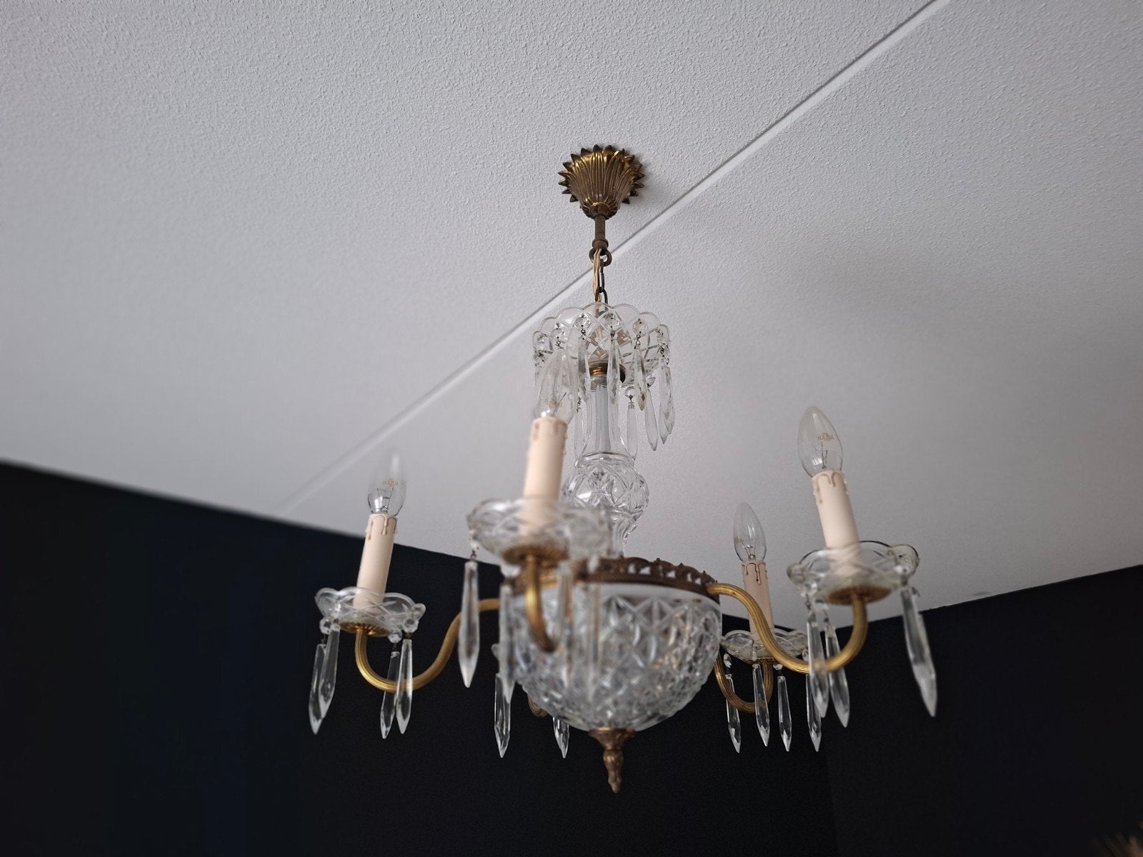 Kroonluchter antiek, Ophalen, Glas