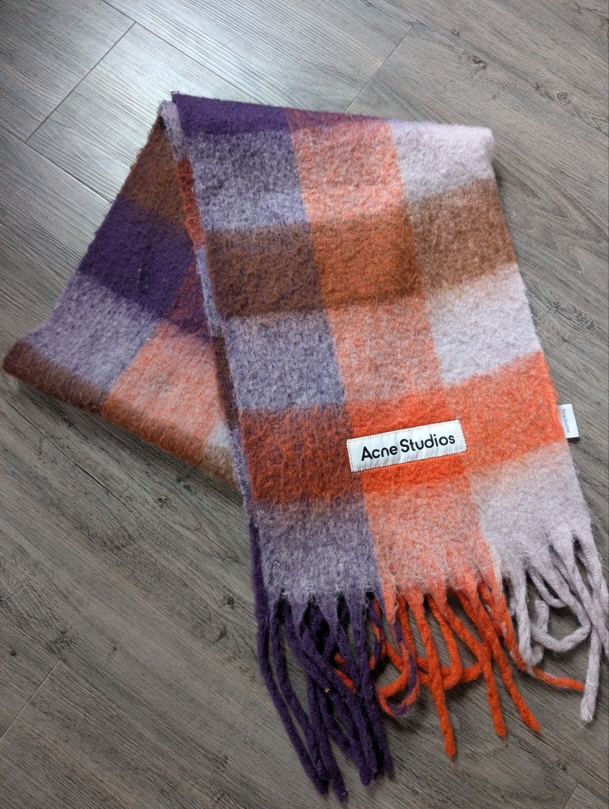 Acne Studios Geruite Sjaal - Oranje, Paars, Bruin, Kleding | Dames, Acne Studios, Maat 46/48 (XL) of groter, Ophalen of Verzenden