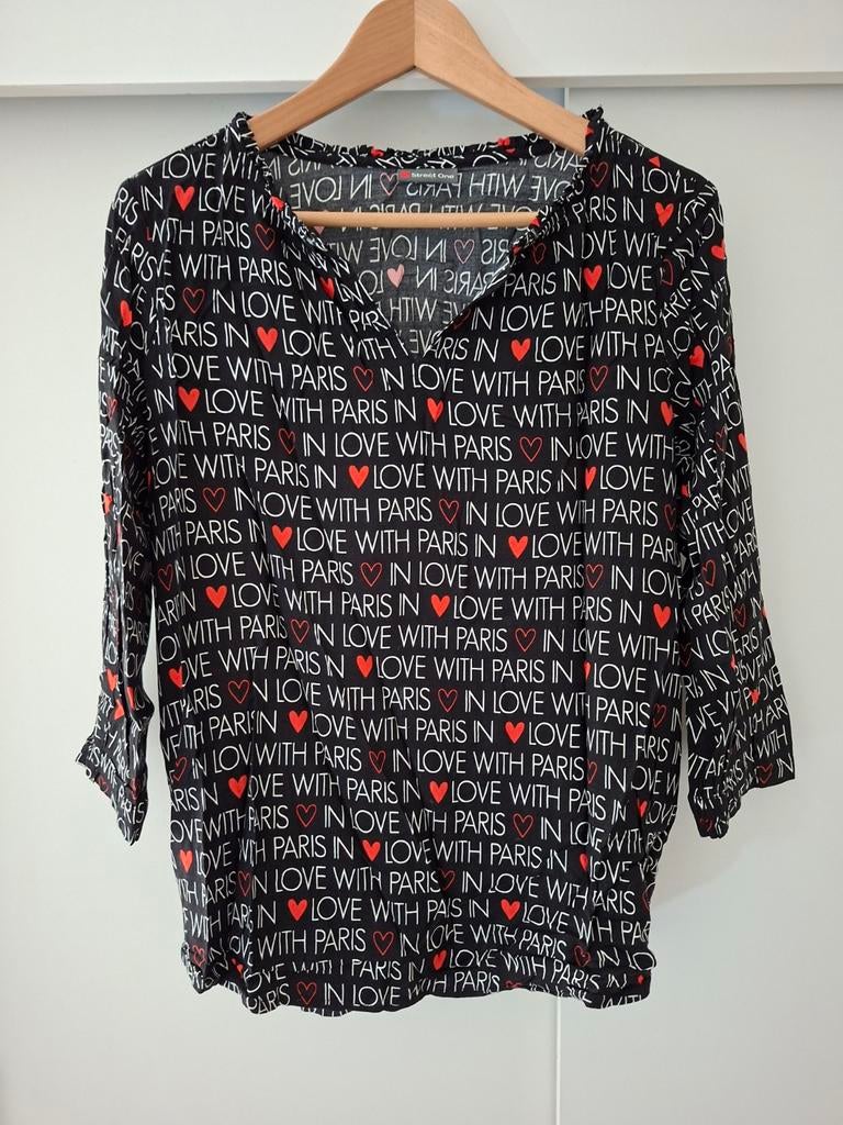 Street One shirt top zwart 'In Love With Paris' maat 40, Kleding | Dames, Maat 38/40 (M), Zwart, Street One, Ophalen of Verzenden