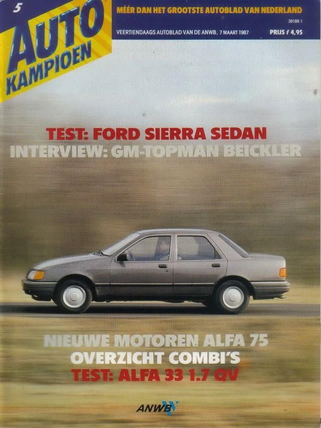 Autokampioen 5 1987 : Alfa Romeo 33 1.7 QV - Ford Sierra CL, Ophalen of Verzenden, Gelezen, Algemeen
