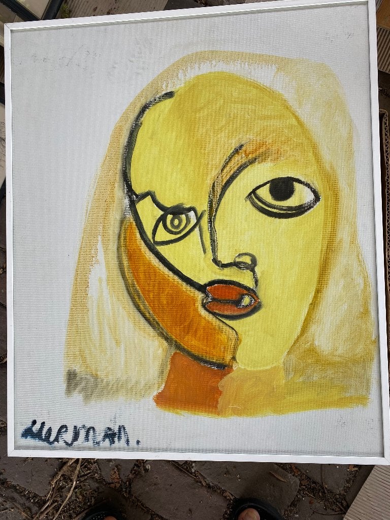 modern schilderij op doek, gesigneerd Herman, Ophalen of Verzenden, Portret