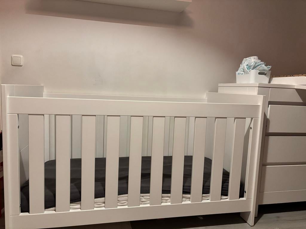 Bopita Cotbed meegroeibed met commode en matras 140x70, Gebruikt, 50 tot 70 cm, Ophalen of Verzenden, 100 cm of meer