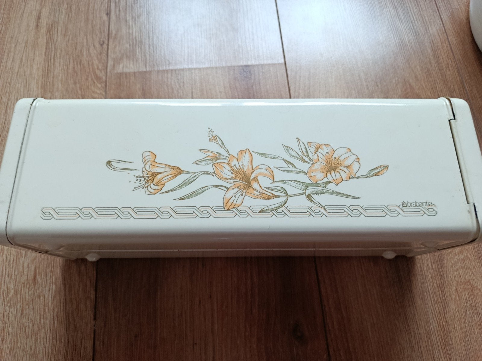 Retro Emaille Brabantia blik met bloemmotief, Ophalen of Verzenden
