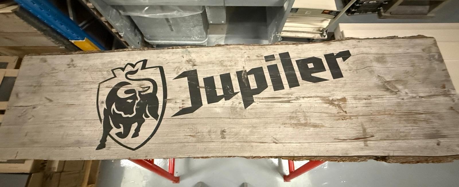 Biertafel Jupiler met standaard - robuust en uniek, Huis en Inrichting, Tafels | Eettafels, Minder dan 50 cm, Gebruikt, Industrieel, robuust, uniek