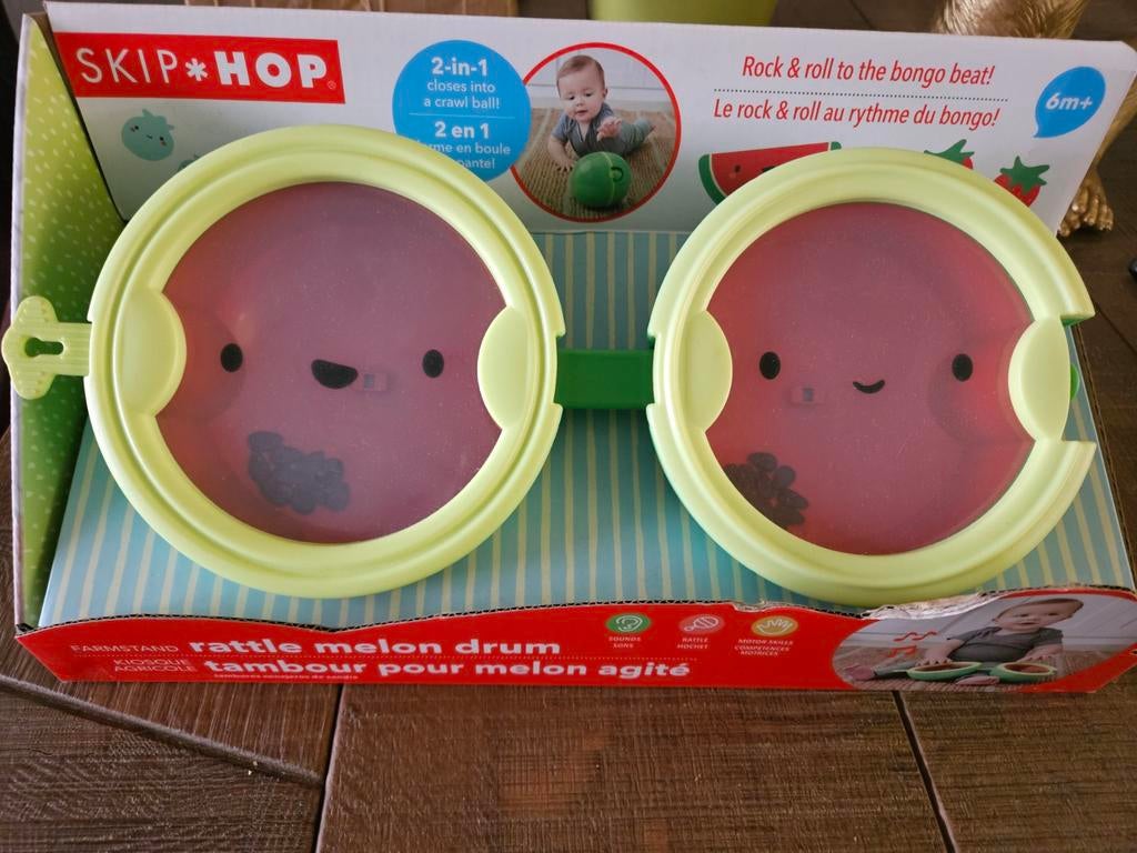 Nieuwe Skip Hop Bongo Set - Rammel Meloen Drum, Ophalen of Verzenden, Nieuw, Overige typen, Met geluid