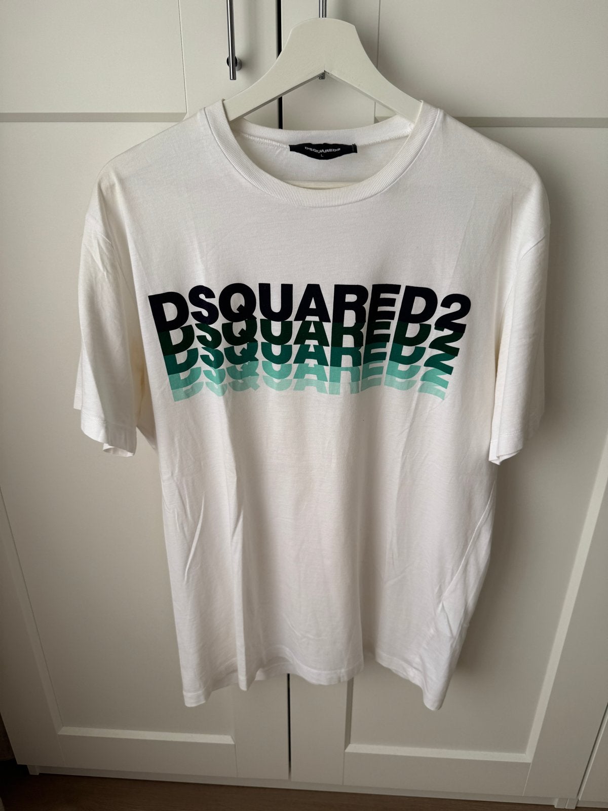 Dsquared2 T-shirt met logo - Maat L, Ophalen of Verzenden, Zo goed als nieuw, Maat 52/54 (L), Wit