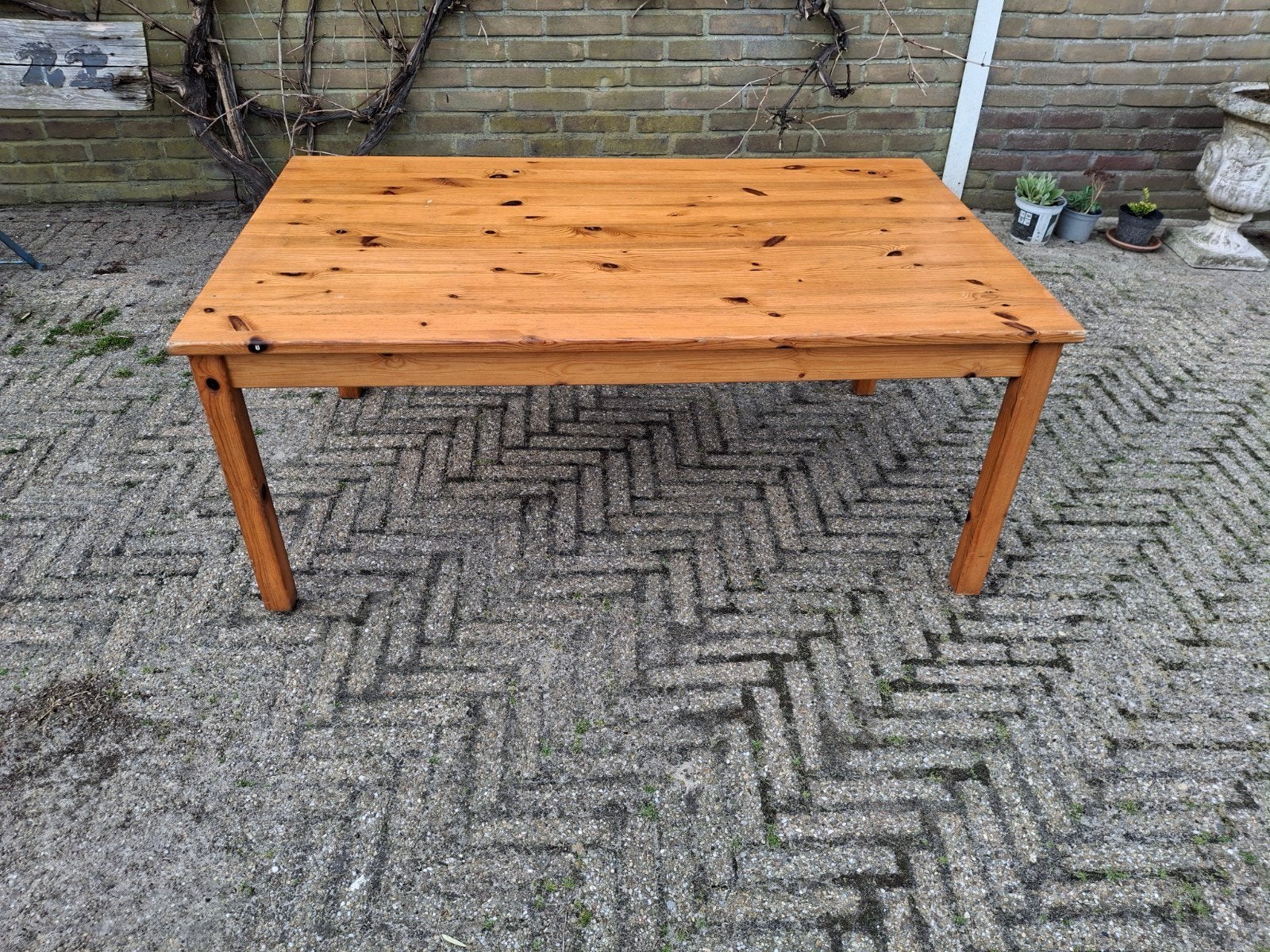 Vintage salontafel grenen, Ophalen, 50 – 75, Gebruikt, 100 tot 150 cm