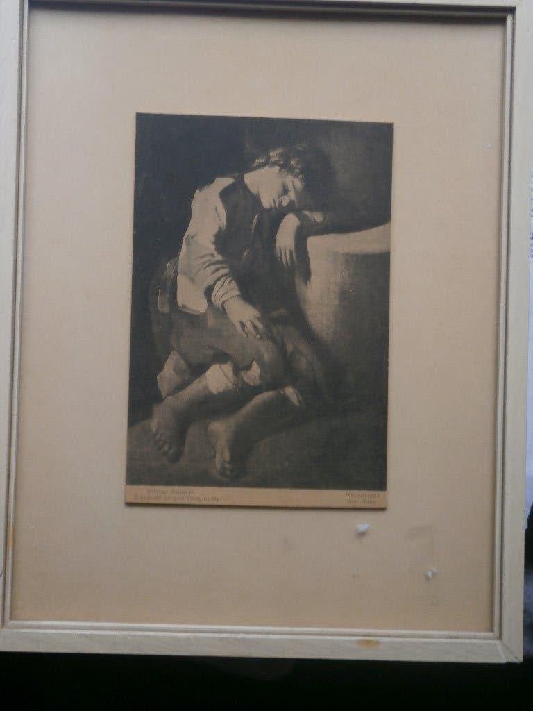 Naar schilderij in Mauritshuia Fragment v/e Slapende jongen, Ophalen, Portret en Figuren, Lithografie