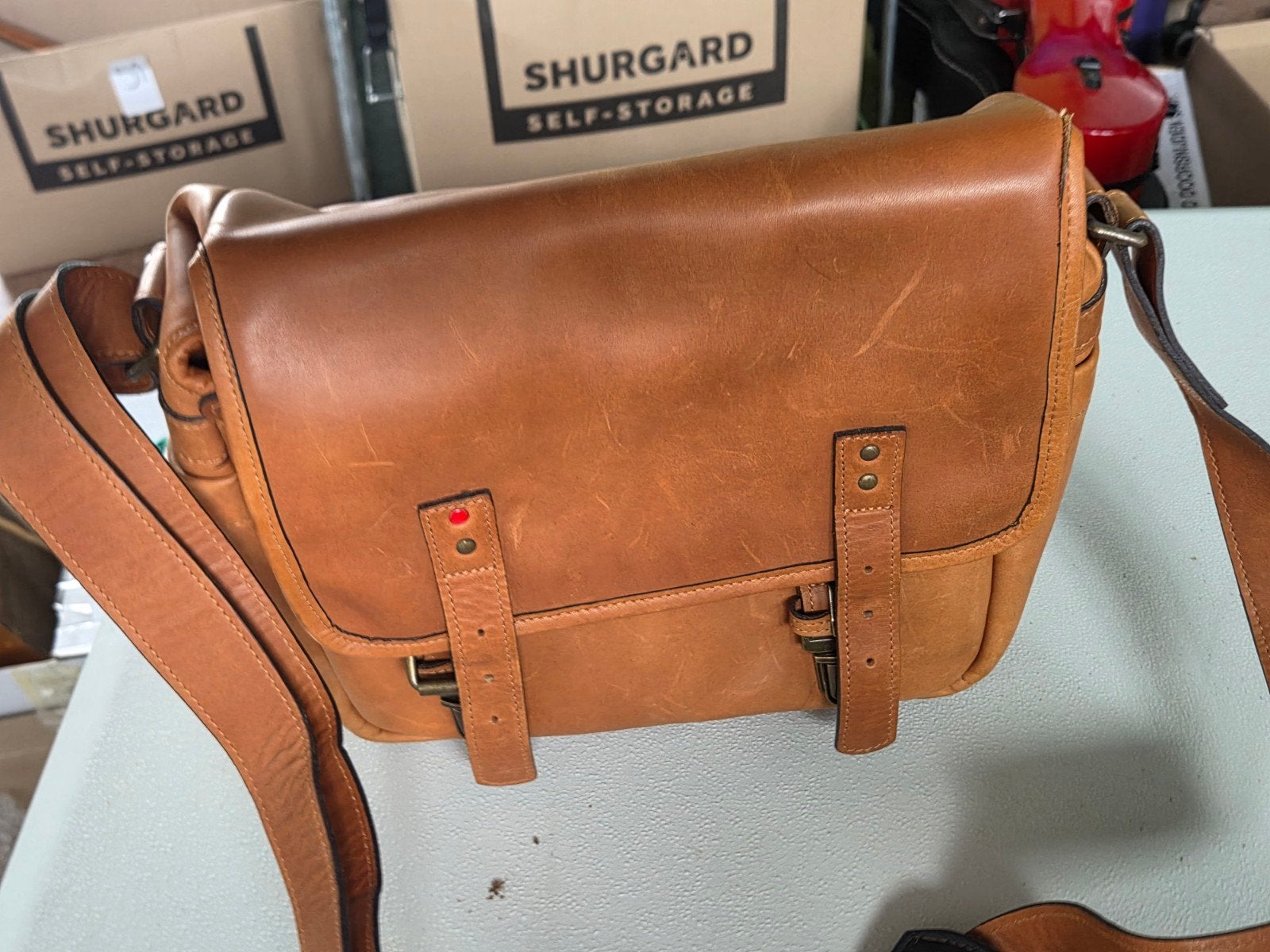 ONA The Bowery cameratas, leer, cognac, Sieraden, Tassen en Uiterlijk, Tassen | Schoudertassen, Overige merken, Bruin, Ophalen of Verzenden