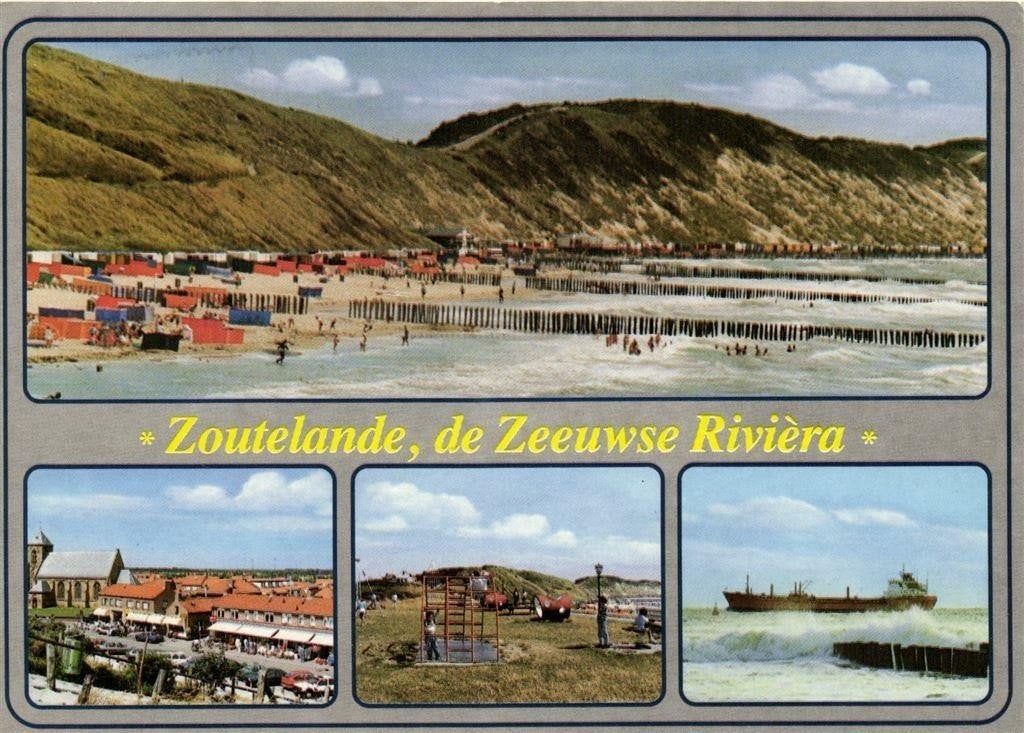 Zoutelande, de Zeeuwse Riviera - 4 afb o.a. boot - 1989 gelo, Ophalen of Verzenden, 1980 tot heden, Gelopen, Zeeland