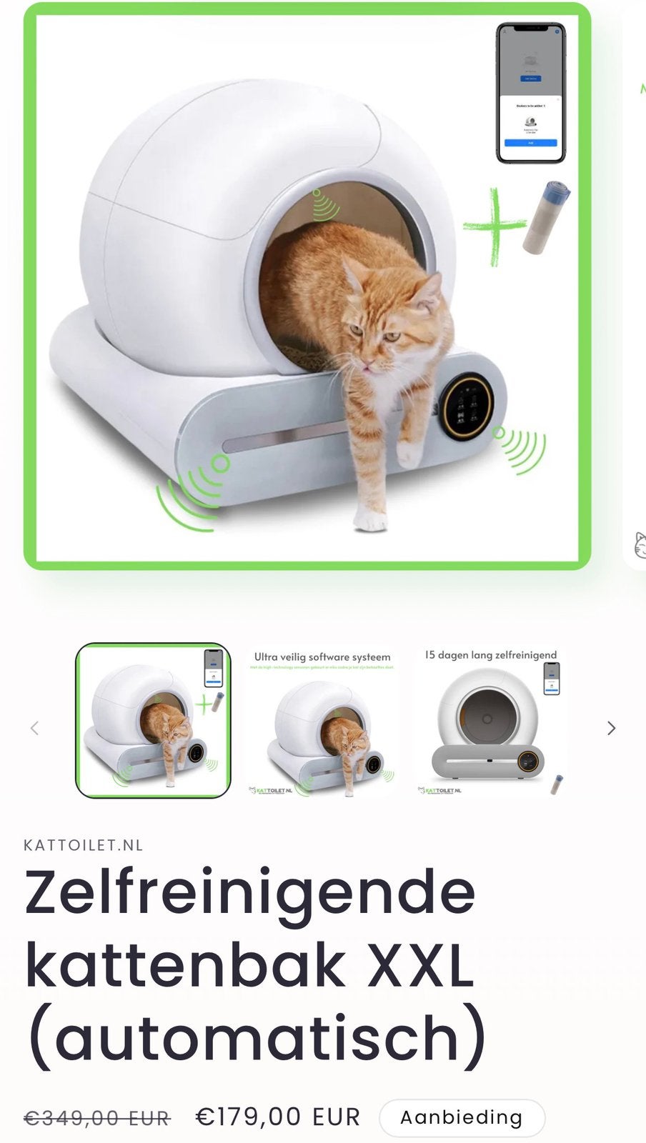 Zelfreinigende kattenbak WOP, Ophalen, Zo goed als nieuw
