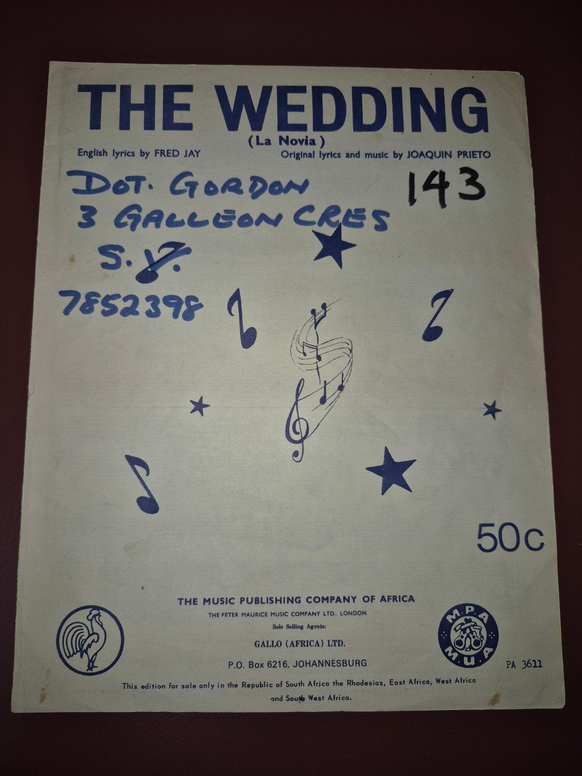 The Wedding (La Novia) - Vintage Bladmuziek, Zang, Gebruikt, Ophalen of Verzenden, Thema