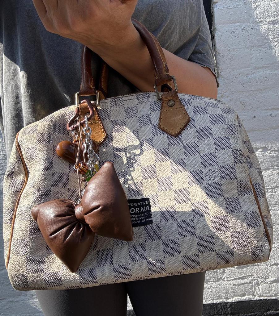 Louis Vuitton Azur Damier Speedy 25 Vintage handtas, Ophalen of Verzenden, Gebruikt, Wit, Handtas