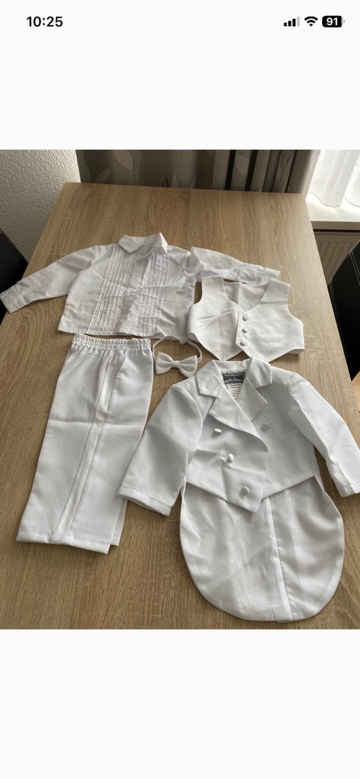 Doop kostuum jongen delige set off white( brief geldt alleen, Ophalen of Verzenden, Zo goed als nieuw, Wit