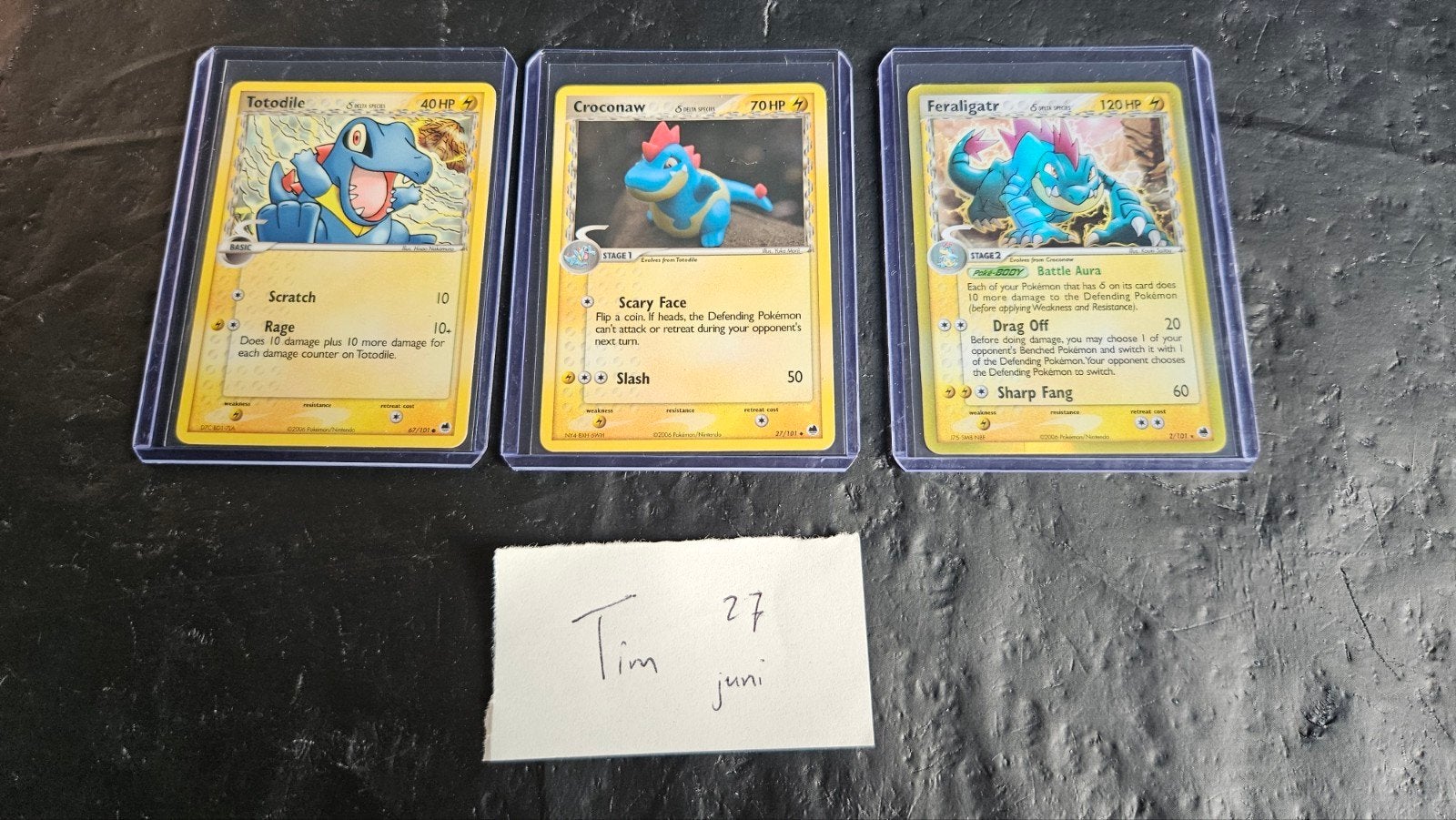 Pokémon Kaarten: Totodile, Croconaw, Feraligatr Set, Ophalen of Verzenden, Gebruikt, Meerdere kaarten