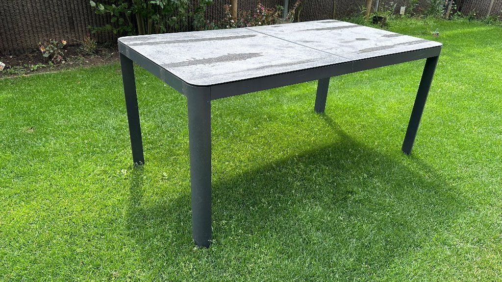 Hartman Tuintafel met glazen blad, Ophalen, Gebruikt, Rechthoekig, Aluminium