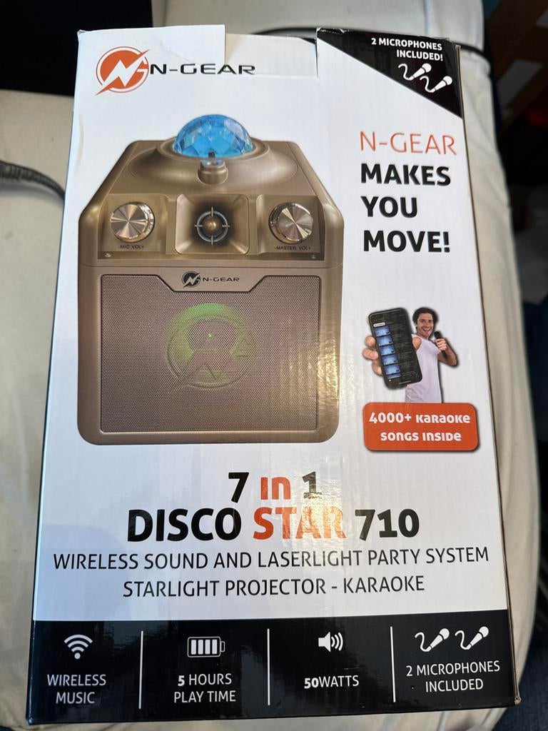 N-Gear Disco Star 710 Karaoke Box met Microfoon, Ophalen, Zo goed als nieuw, Complete set