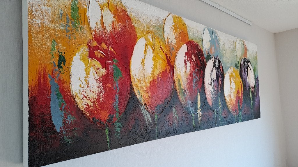 Kleurrijk tulpenveld, Ophalen, Zo goed als nieuw, Schilderij, Minder dan 50 cm