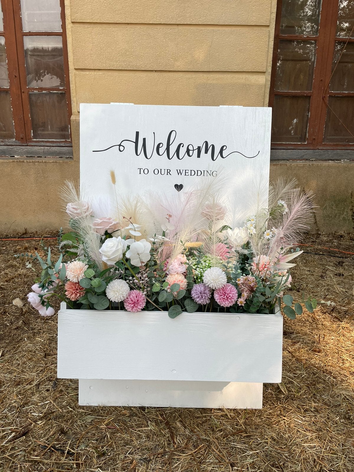 Prachtig Welkomstbord “welcome to our wedding”, Ophalen, Zo goed als nieuw, Geboorte of Huwelijk