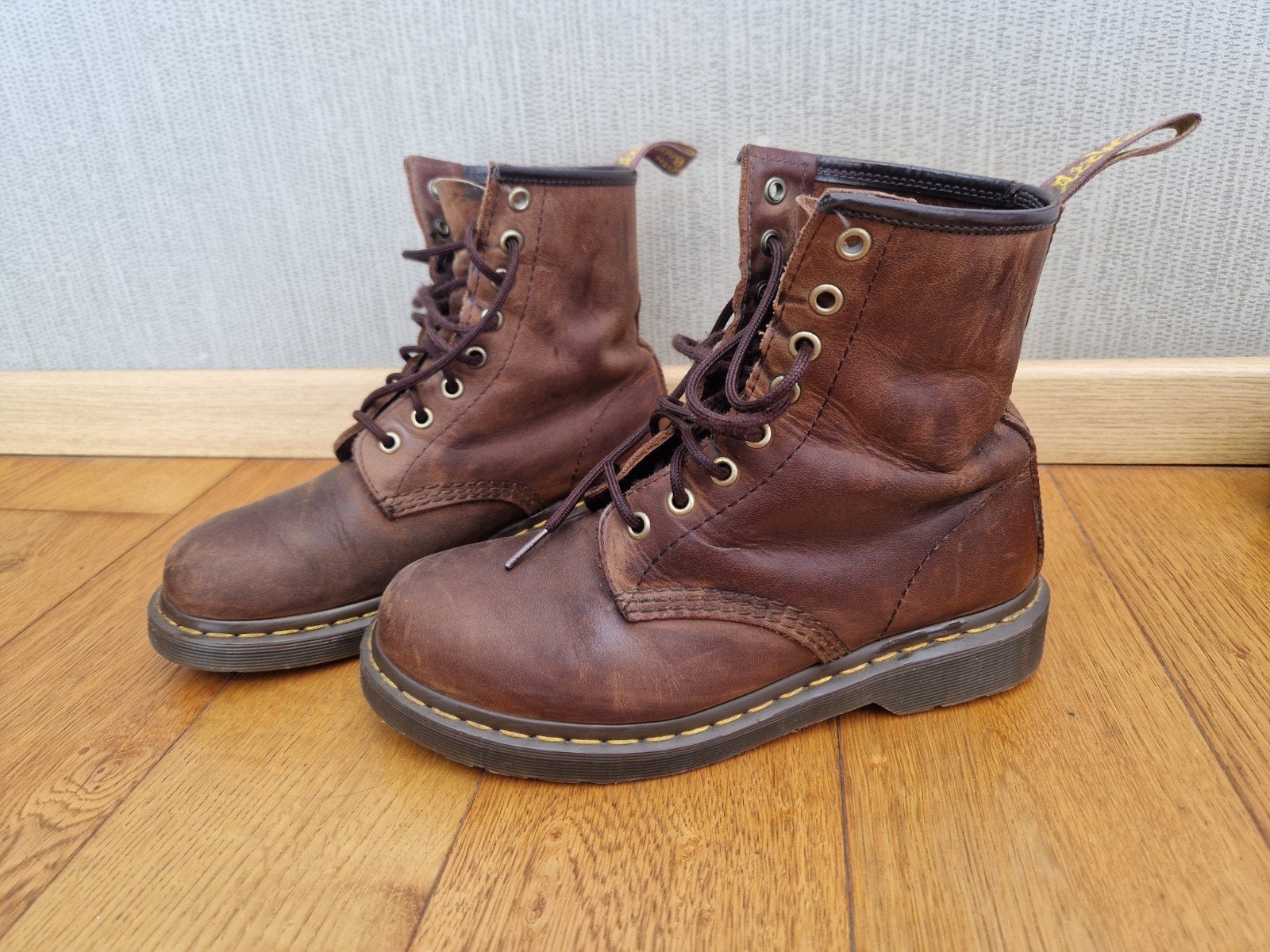 Dr. Martens bruine leren laarzen - maat 38, Bruin, Lage of Enkellaarzen, Ophalen of Verzenden, Dr. Martens