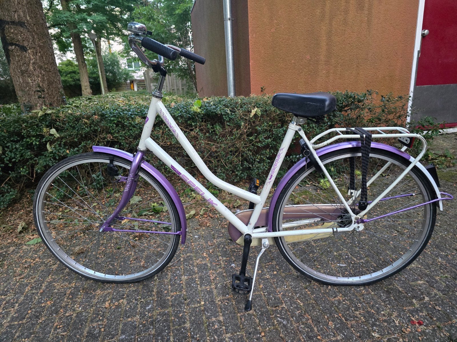 Damesfiets Van Speijk - Wit/Paars, Fietsen en Brommers, Fietsen | Dames | Damesfietsen, Terugtraprem, Gebruikt, 50 tot 53 cm, Ophalen