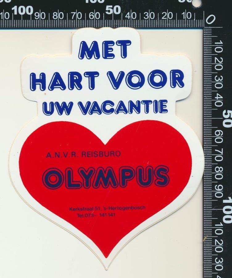 Sticker: Olympus ANVR Reisburo - s-Hertogenbosch, Ophalen of Verzenden, Zo goed als nieuw, Bedrijf of Vereniging