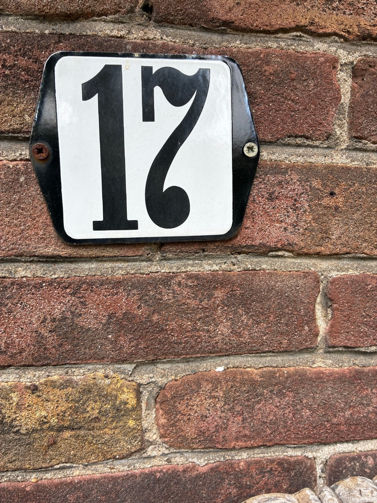 Vintage geëmailleerd huisnummer 17, Ophalen of Verzenden