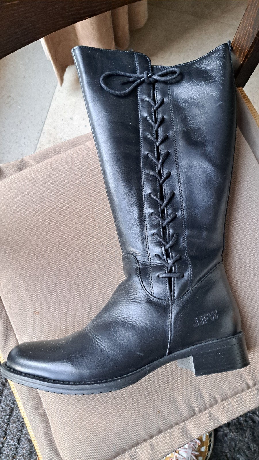 Zwarte leren laarzen JJFW, maat 38, Kleding | Dames, Schoenen, Ophalen of Verzenden, Nieuw, Zwart, Hoge laarzen