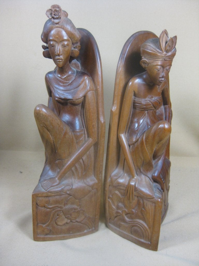 Stel Art Deco Balinese boekensteunen Bali, Overige typen, Groep mensen, Ophalen of Verzenden, Handgemaakt
