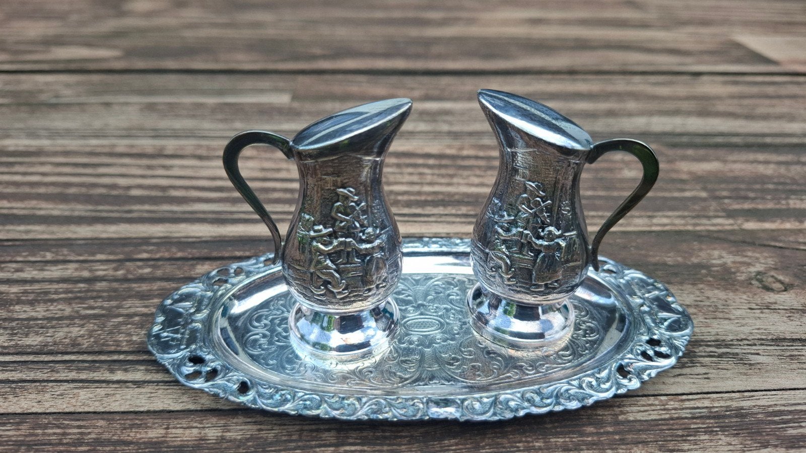 verzilverd peper en zout stel, Antiek en Kunst, Ophalen of Verzenden